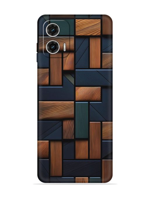 Wooden Background Cubes Embossed Soft Silicone Case for Motorola Moto G73 (5G)