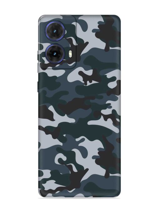 Dark Blue Army Military Art Embossed Soft Silicone Case for Motorola Moto G85 (5G)