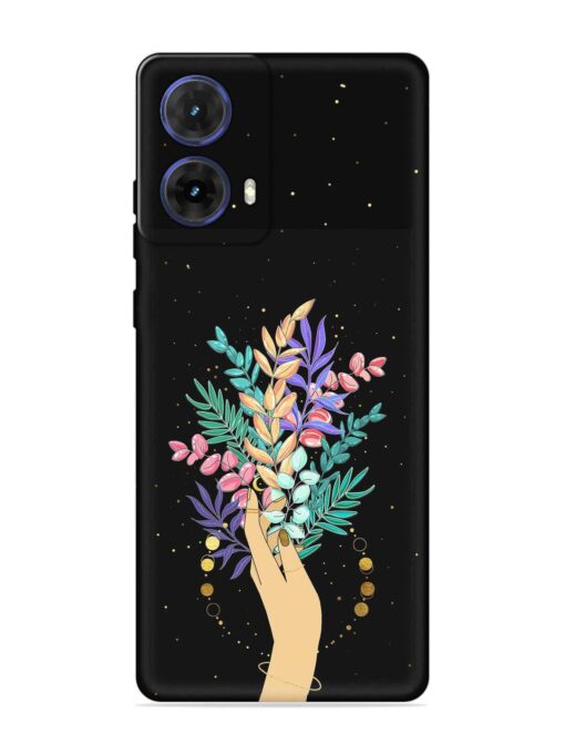 Flower On Hand Embossed Soft Silicone Case for Motorola Moto G85 (5G)