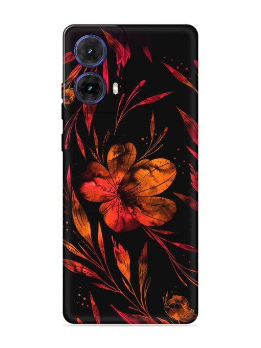 Red Flower Painting Embossed Soft Silicone Case for Motorola Moto G85 (5G) Zapvi