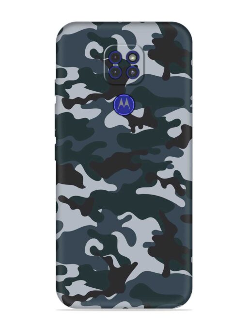 Dark Blue Army Military Art Embossed Soft Silicone Case for Motorola Moto G9 Zapvi