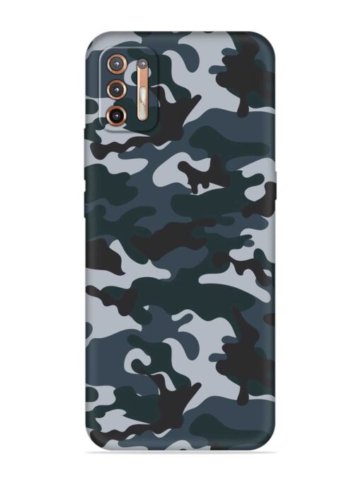 Dark Blue Army Military Art Embossed Soft Silicone Case for Motorola Moto G9 Plus Zapvi