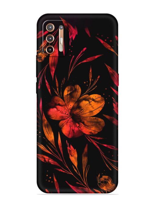 Red Flower Painting Embossed Soft Silicone Case for Motorola Moto G9 Plus Zapvi