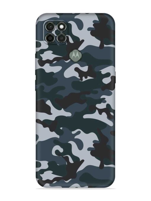 Dark Blue Army Military Art Embossed Soft Silicone Case for Motorola Moto G9 Power Zapvi