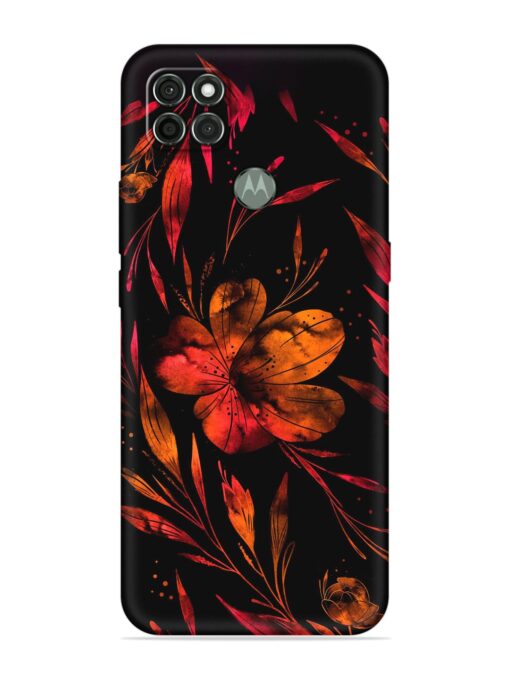 Red Flower Painting Embossed Soft Silicone Case for Motorola Moto G9 Power Zapvi