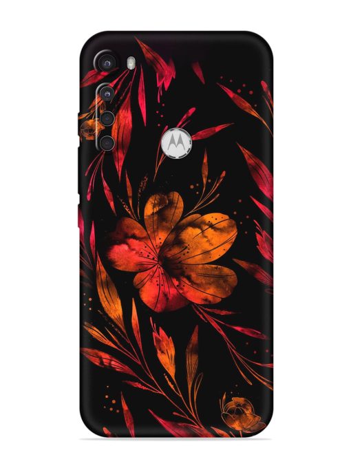 Red Flower Painting Embossed Soft Silicone Case for Motorola One Fusion Plus Zapvi