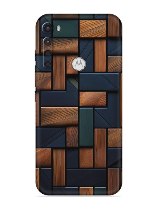 Wooden Background Cubes Embossed Soft Silicone Case for Motorola One Fusion Plus