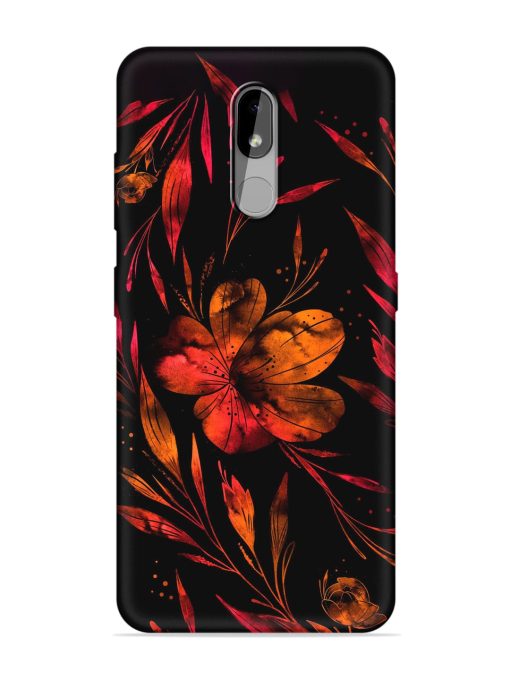 Red Flower Painting Embossed Soft Silicone Case for Nokia 3.2 Zapvi