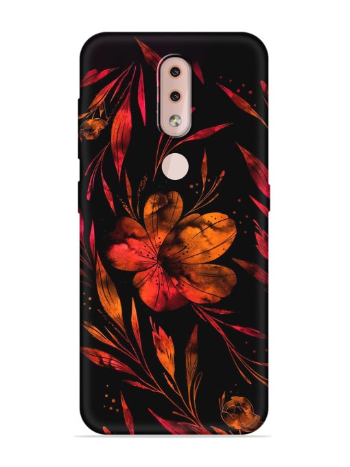 Red Flower Painting Embossed Soft Silicone Case for Nokia 4.2