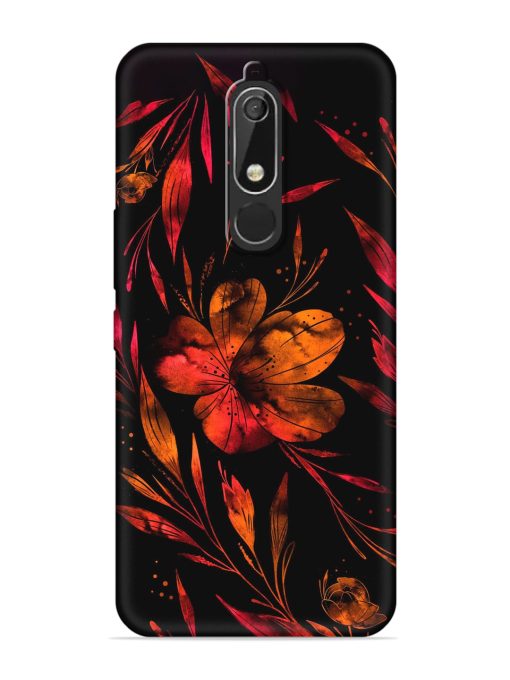 Red Flower Painting Embossed Soft Silicone Case for Nokia 5.1