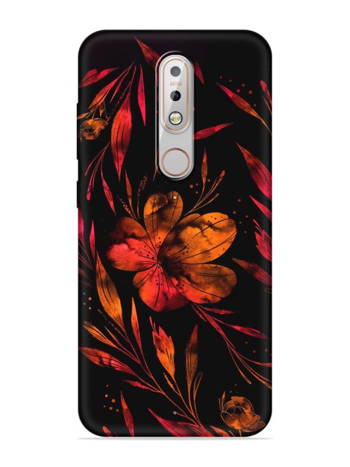 Red Flower Painting Embossed Soft Silicone Case for Nokia 5.1 Plus Zapvi