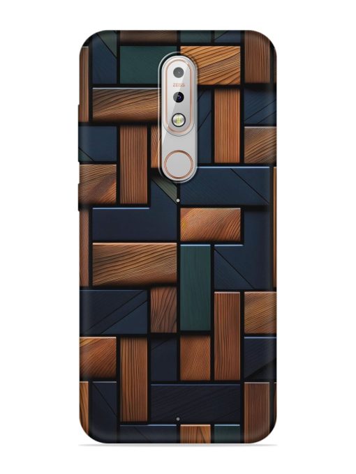 Wooden Background Cubes Embossed Soft Silicone Case for Nokia 5.1 Plus Zapvi