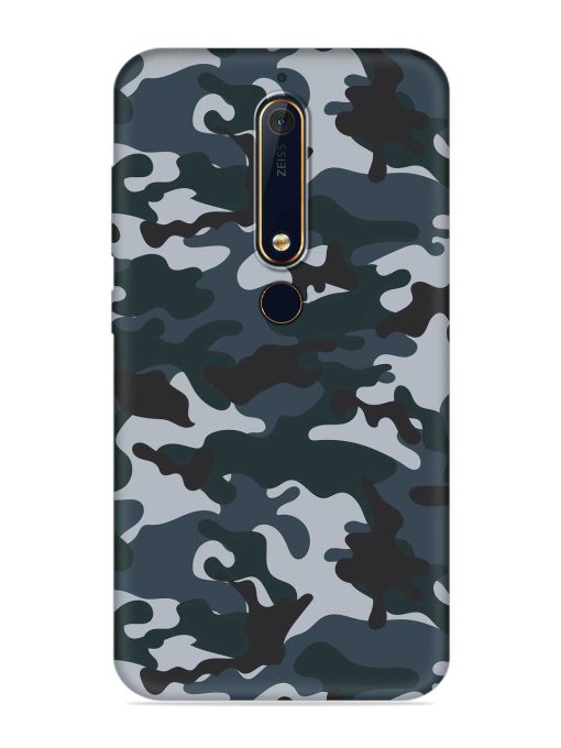 Dark Blue Army Military Art Embossed Soft Silicone Case for Nokia 6.1 Zapvi