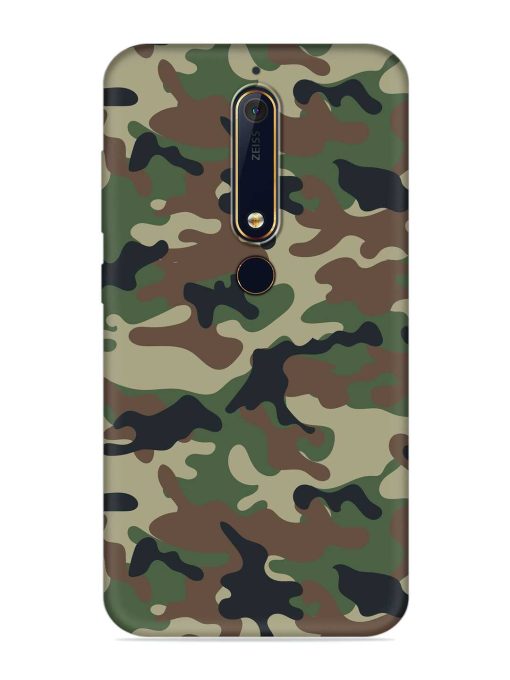 Army Military Camouflage Dark Green Embossed Soft Silicone Case for Nokia 6.1 Zapvi