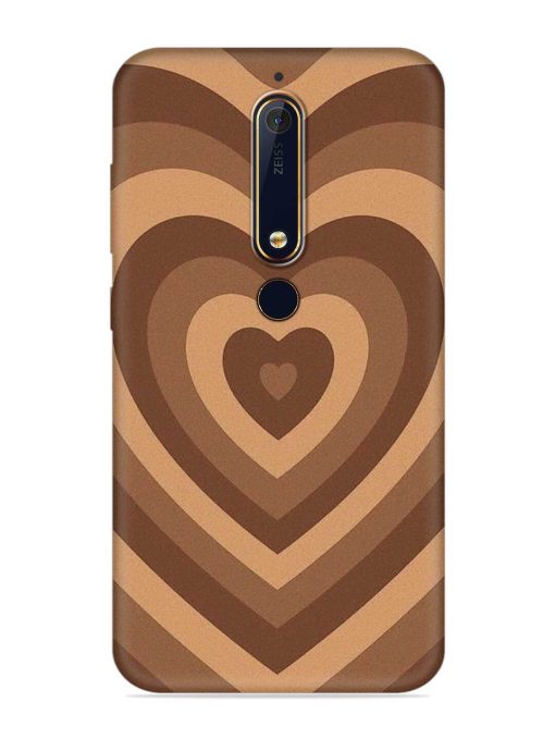 Brown Heart Embossed Soft Silicone Case for Nokia 6.1 Zapvi