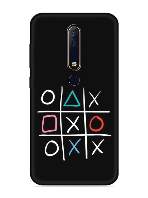 Super Neon Tic-Tac-Toe Embossed Soft Silicone Case for Nokia 6.1 Zapvi