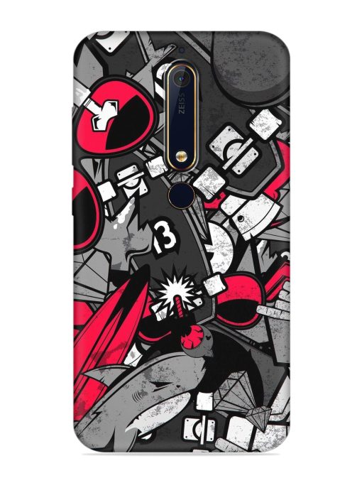 Fictional Doodle Embossed Soft Silicone Case for Nokia 6.1