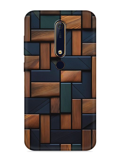 Wooden Background Cubes Embossed Soft Silicone Case for Nokia 6.1 Zapvi