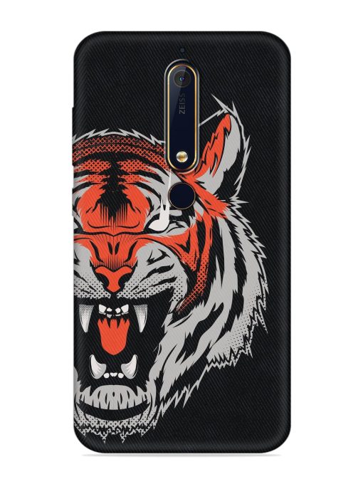 Tiger Aggression Embossed Soft Silicone Case for Nokia 6.1 Zapvi