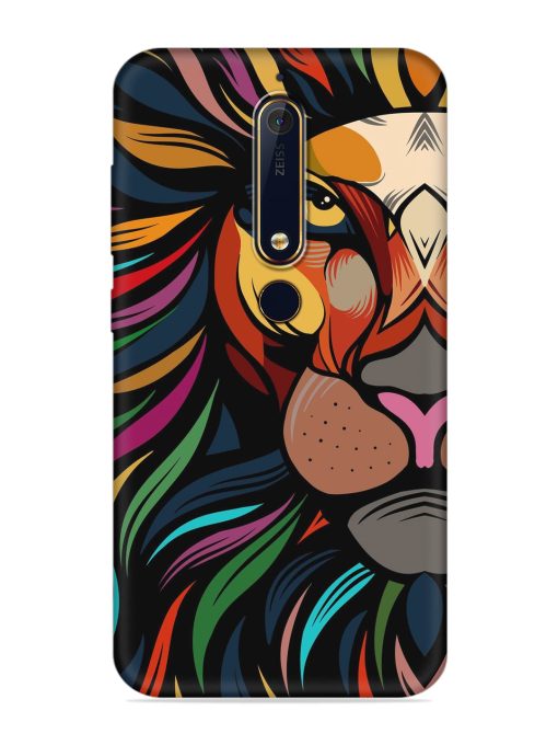 Trippy Lion Art Embossed Soft Silicone Case for Nokia 6.1