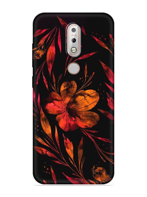 Red Flower Painting Embossed Soft Silicone Case for Nokia 7.1 Zapvi