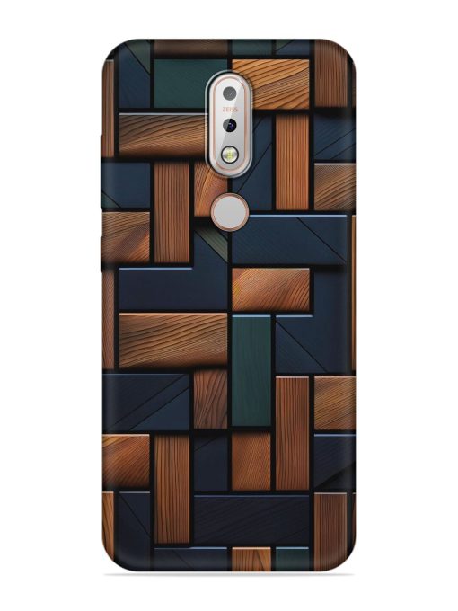 Wooden Background Cubes Embossed Soft Silicone Case for Nokia 7.1