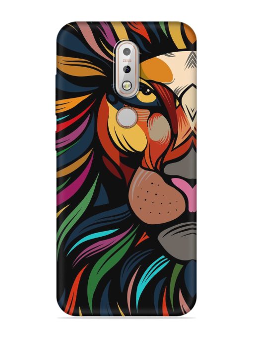 Trippy Lion Art Embossed Soft Silicone Case for Nokia 7.1