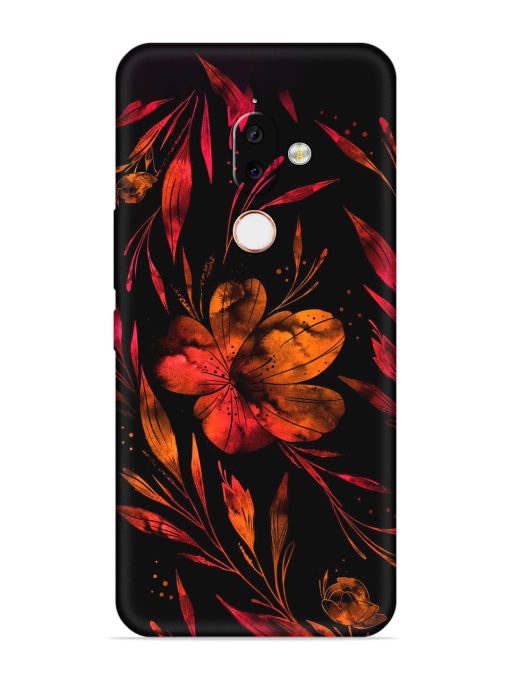 Red Flower Painting Embossed Soft Silicone Case for Nokia 7.1 Plus