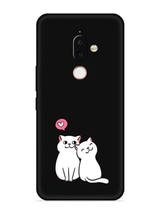 Cute Loving Cats Embossed Soft Silicone Case for Nokia 7.1 Plus Zapvi