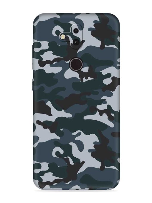 Dark Blue Army Military Art Embossed Soft Silicone Case for Nokia 8.1 Zapvi