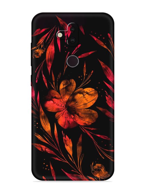 Red Flower Painting Embossed Soft Silicone Case for Nokia 8.1 Zapvi