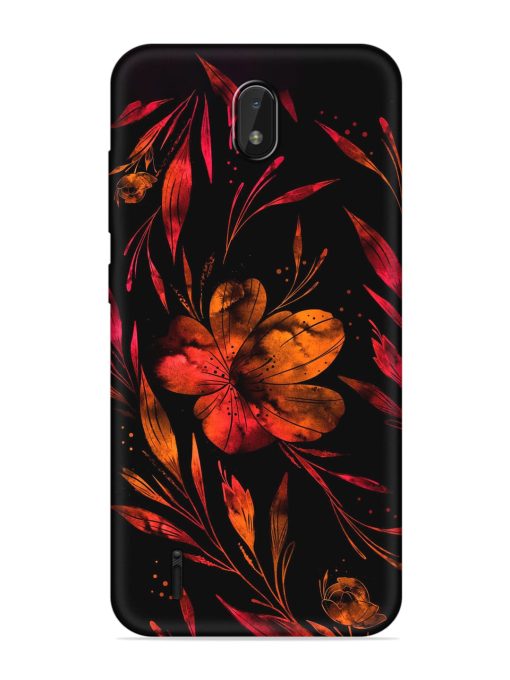 Red Flower Painting Embossed Soft Silicone Case for Nokia C01 Plus Zapvi