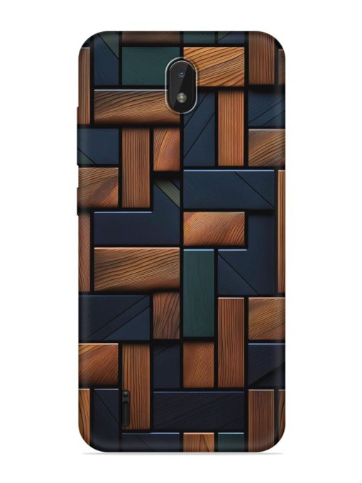 Wooden Background Cubes Embossed Soft Silicone Case for Nokia C01 Plus