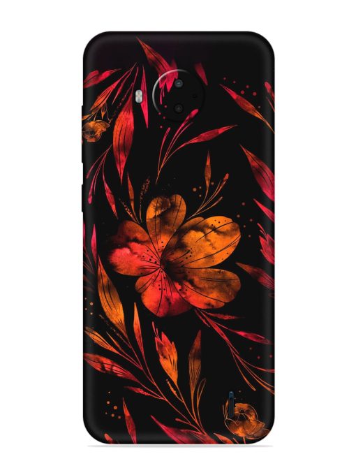 Red Flower Painting Embossed Soft Silicone Case for Nokia C20 Plus Zapvi