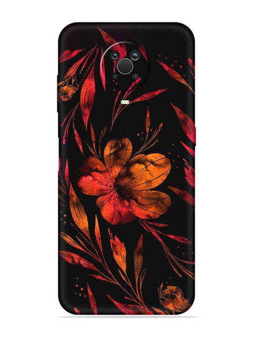 Red Flower Painting Embossed Soft Silicone Case for Nokia G20 Zapvi