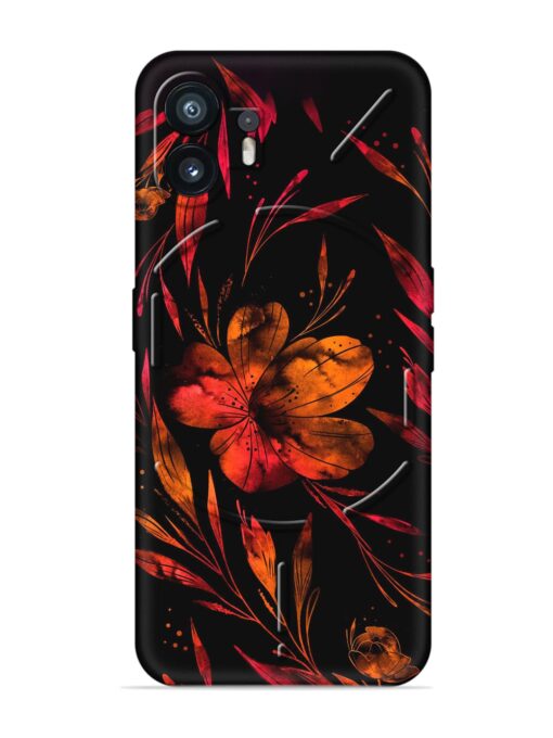 Red Flower Painting Embossed Soft Silicone Case for Nothing Phone 2 Zapvi