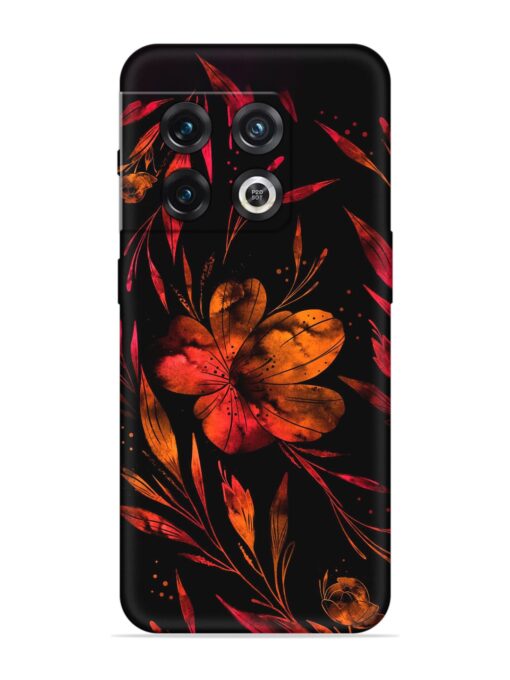 Red Flower Painting Embossed Soft Silicone Case for Oneplus 10 Pro (5G) Zapvi