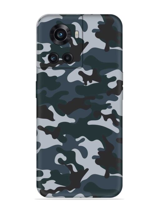 Dark Blue Army Military Art Embossed Soft Silicone Case for Oneplus 10R (5G) Zapvi