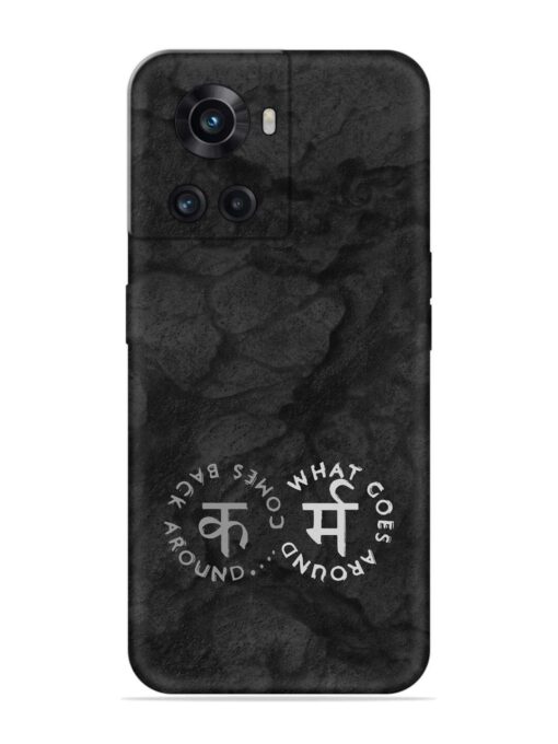 Karma Hindi Word Embossed Soft Silicone Case for Oneplus 10R (5G) Zapvi