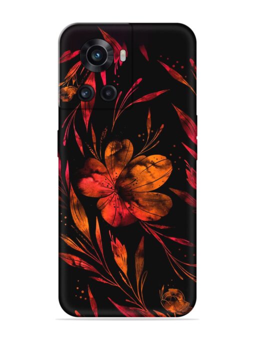 Red Flower Painting Embossed Soft Silicone Case for Oneplus 10R (5G) Zapvi