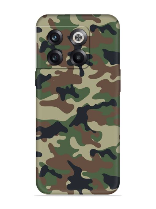 Army Military Camouflage Dark Green Embossed Soft Silicone Case for Oneplus 10T (5G) Zapvi