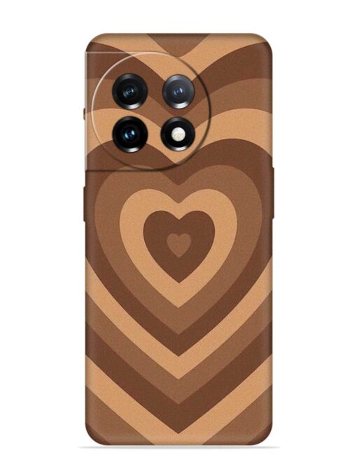 Brown Heart Embossed Soft Silicone Case for Oneplus 11 (5G)