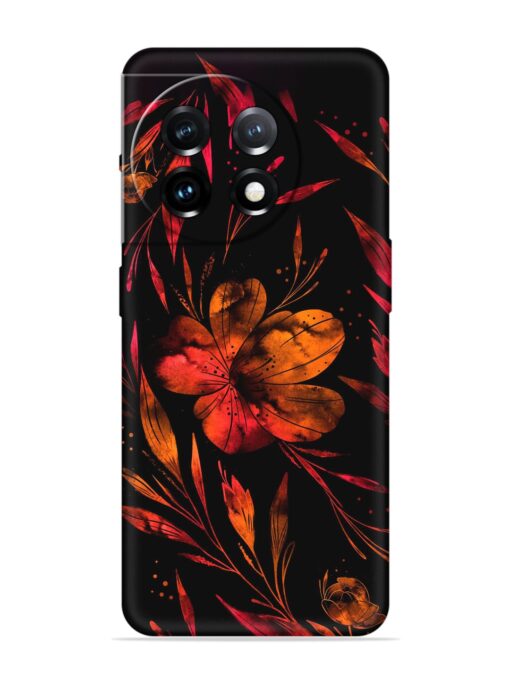 Red Flower Painting Embossed Soft Silicone Case for Oneplus 11 (5G)