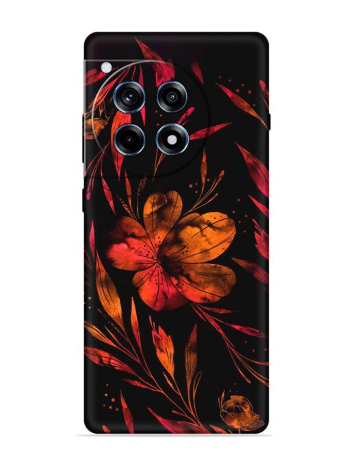 Red Flower Painting Embossed Soft Silicone Case for Oneplus 12R (5G)