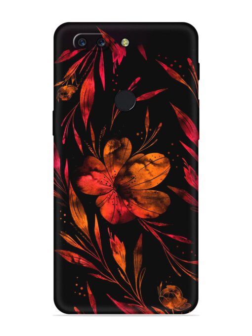 Red Flower Painting Embossed Soft Silicone Case for Oneplus 5T