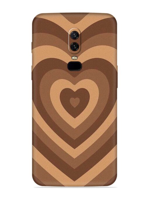 Brown Heart Embossed Soft Silicone Case for Oneplus 6