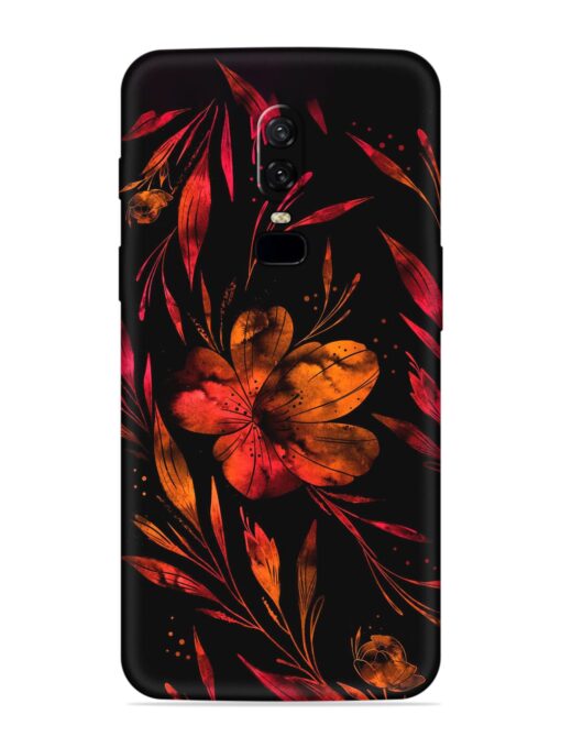 Red Flower Painting Embossed Soft Silicone Case for Oneplus 6