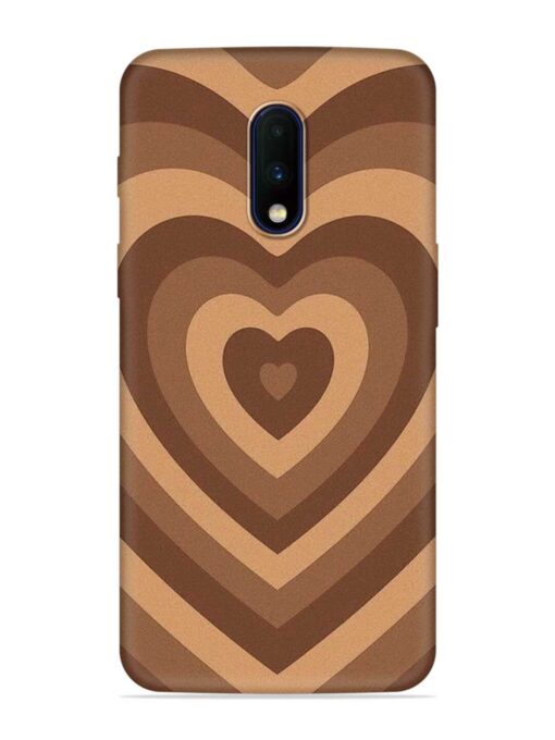 Brown Heart Embossed Soft Silicone Case for Oneplus 7 Zapvi