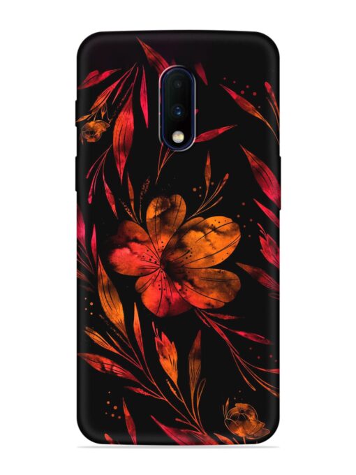 Red Flower Painting Embossed Soft Silicone Case for Oneplus 7