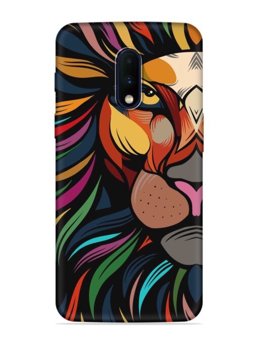 Trippy Lion Art Embossed Soft Silicone Case for Oneplus 7